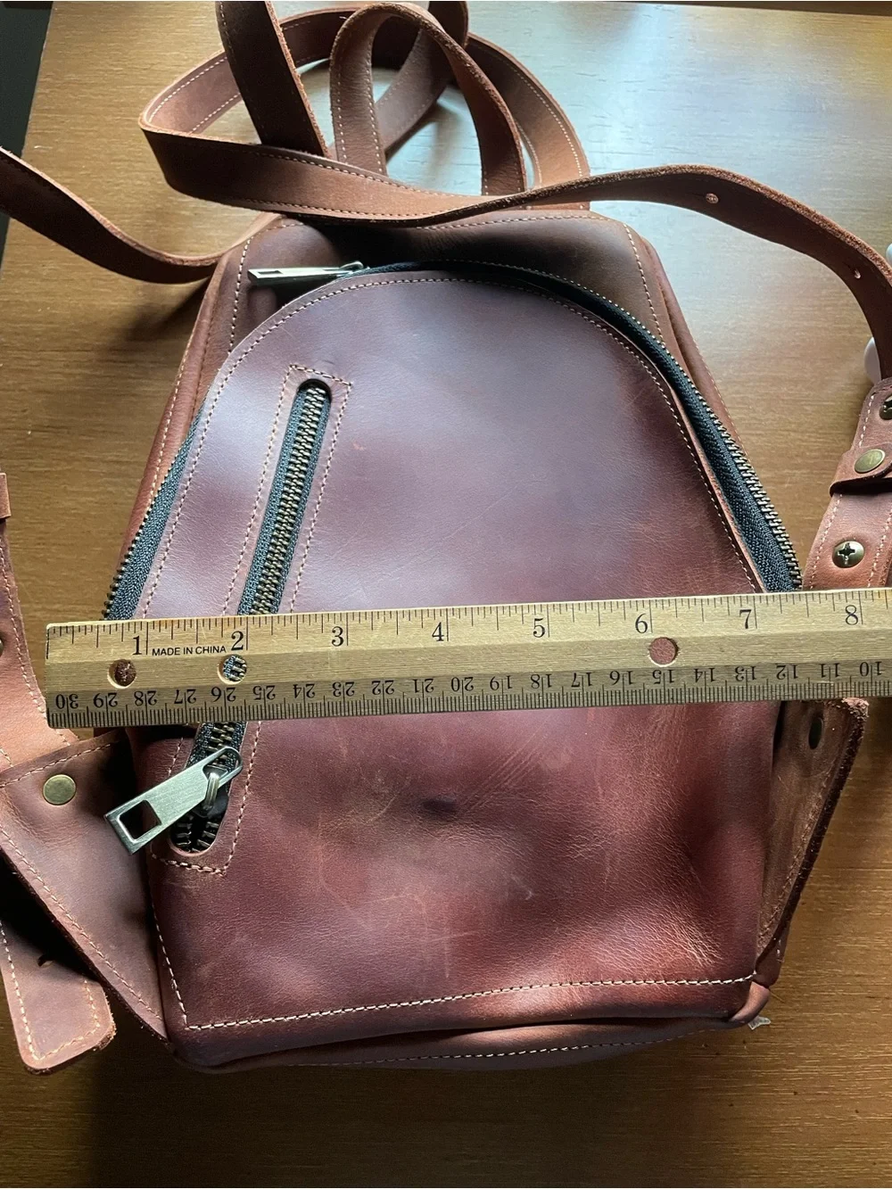Leather Structured Mini Backpack Handmade